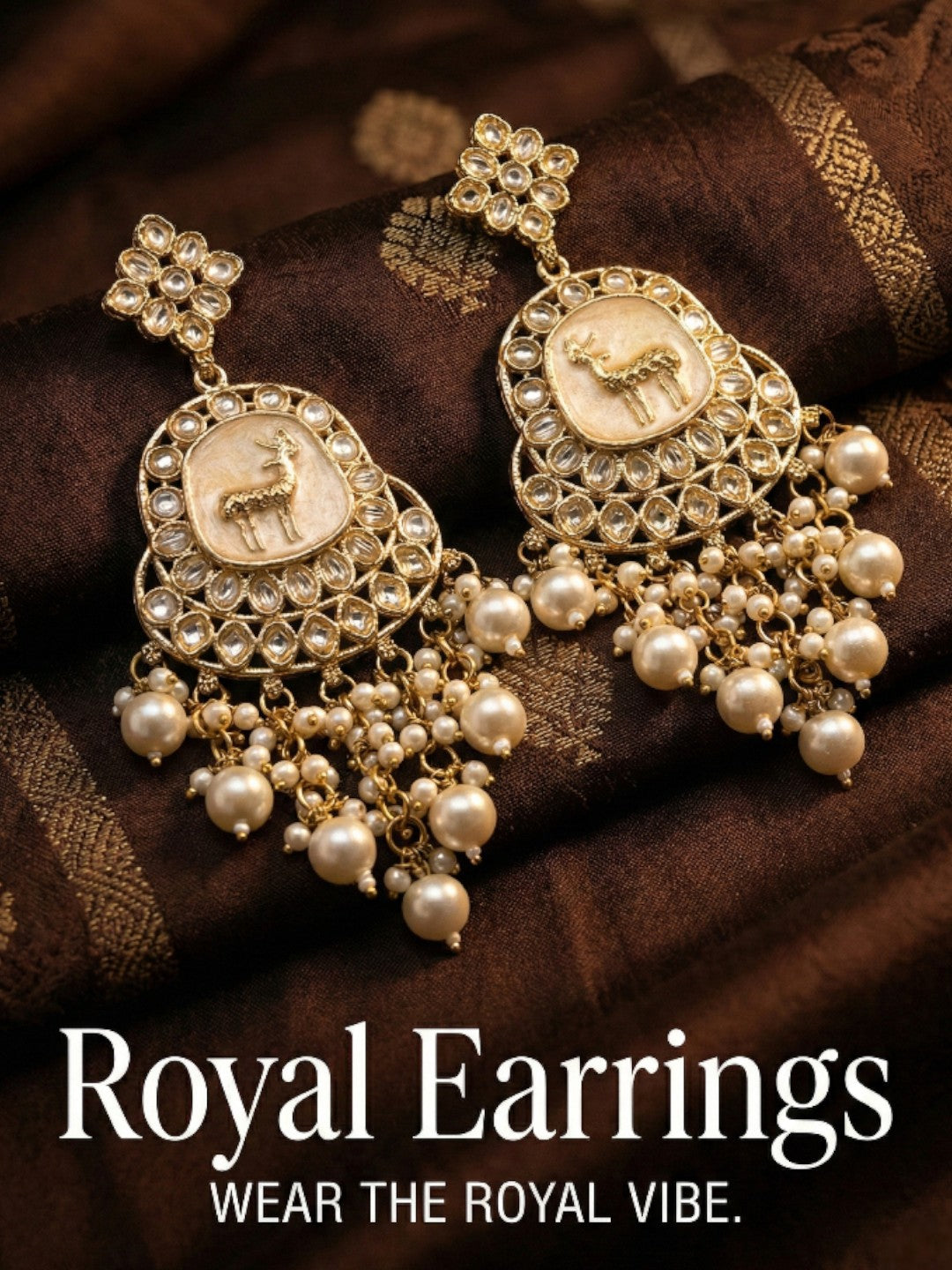 Meira Jewellery Gold Plated Traditional Kundan Drop Earrings for Women, Statement Chandbali Style Earrings with Stone Work and Beaded Dangling Drops, Festive Wedding Party Long Dangler Earrings-16