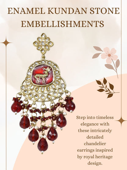 Meira Jewellery Gold Plated Traditional Kundan Drop Earrings for Women, Statement Chandbali Style Earrings with Stone Work and Beaded Dangling Drops, Festive Wedding Party Long Dangler Earrings-17