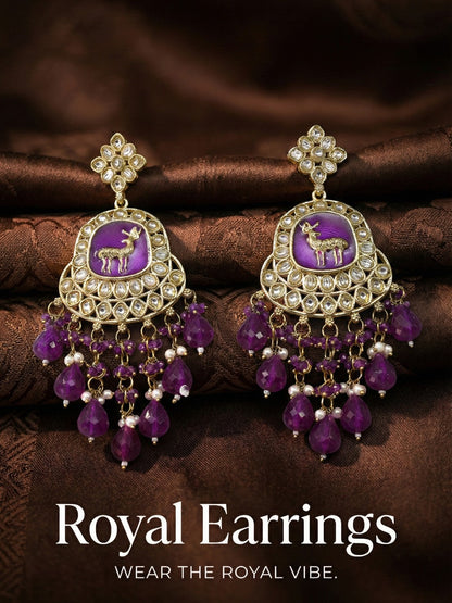 Meira Jewellery Gold Plated Traditional Kundan Drop Earrings for Women, Statement Chandbali Style Earrings with Stone Work and Beaded Dangling Drops, Festive Wedding Party Long Dangler Earrings-20