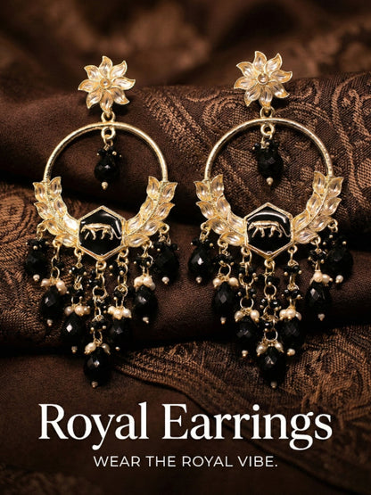 Meira Jewellery Gold Plated Traditional Kundan Drop Earrings for Women, Statement Chandbali Style Earrings with Stone Work and Beaded Dangling Drops, Festive Wedding Party Long Dangler Earrings-21