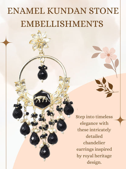 Meira Jewellery Gold Plated Traditional Kundan Drop Earrings for Women, Statement Chandbali Style Earrings with Stone Work and Beaded Dangling Drops, Festive Wedding Party Long Dangler Earrings-21