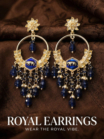 Meira Jewellery Gold Plated Traditional Kundan Drop Earrings for Women, Statement Chandbali Style Earrings with Stone Work and Beaded Dangling Drops, Festive Wedding Party Long Dangler Earrings-22