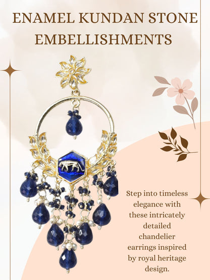 Meira Jewellery Gold Plated Traditional Kundan Drop Earrings for Women, Statement Chandbali Style Earrings with Stone Work and Beaded Dangling Drops, Festive Wedding Party Long Dangler Earrings-22