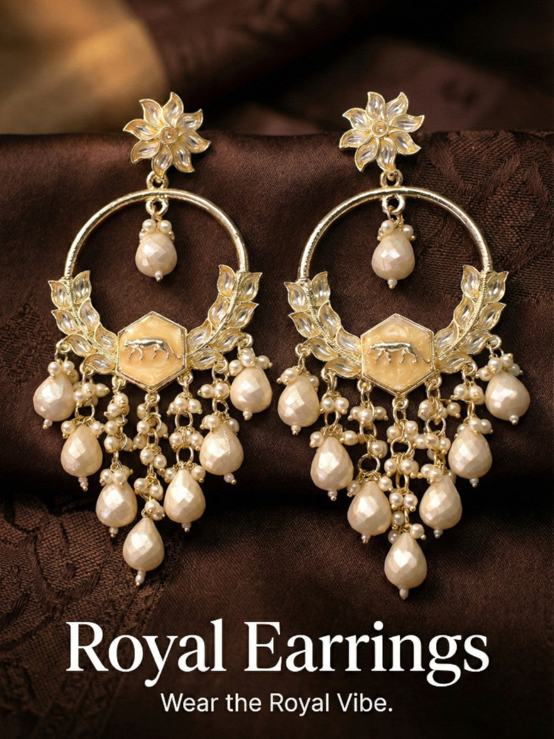 Meira Jewellery Gold Plated Traditional Kundan Drop Earrings for Women, Statement Chandbali Style Earrings with Stone Work and Beaded Dangling Drops, Festive Wedding Party Long Dangler Earrings-24