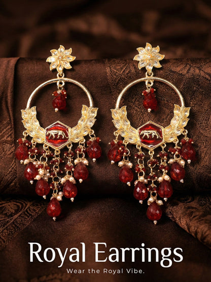 Meira Jewellery Gold Plated Traditional Kundan Drop Earrings for Women, Statement Chandbali Style Earrings with Stone Work and Beaded Dangling Drops, Festive Wedding Party Long Dangler Earrings-26