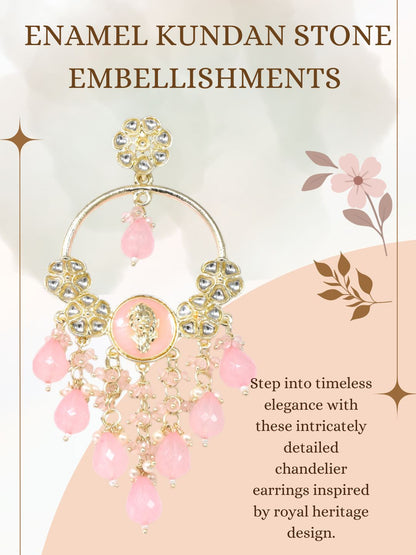 Meira Jewellery Gold Plated Traditional Kundan Drop Earrings for Women, Statement Chandbali Style Earrings with Stone Work and Beaded Dangling Drops, Festive Wedding Party Long Dangler Earrings-29