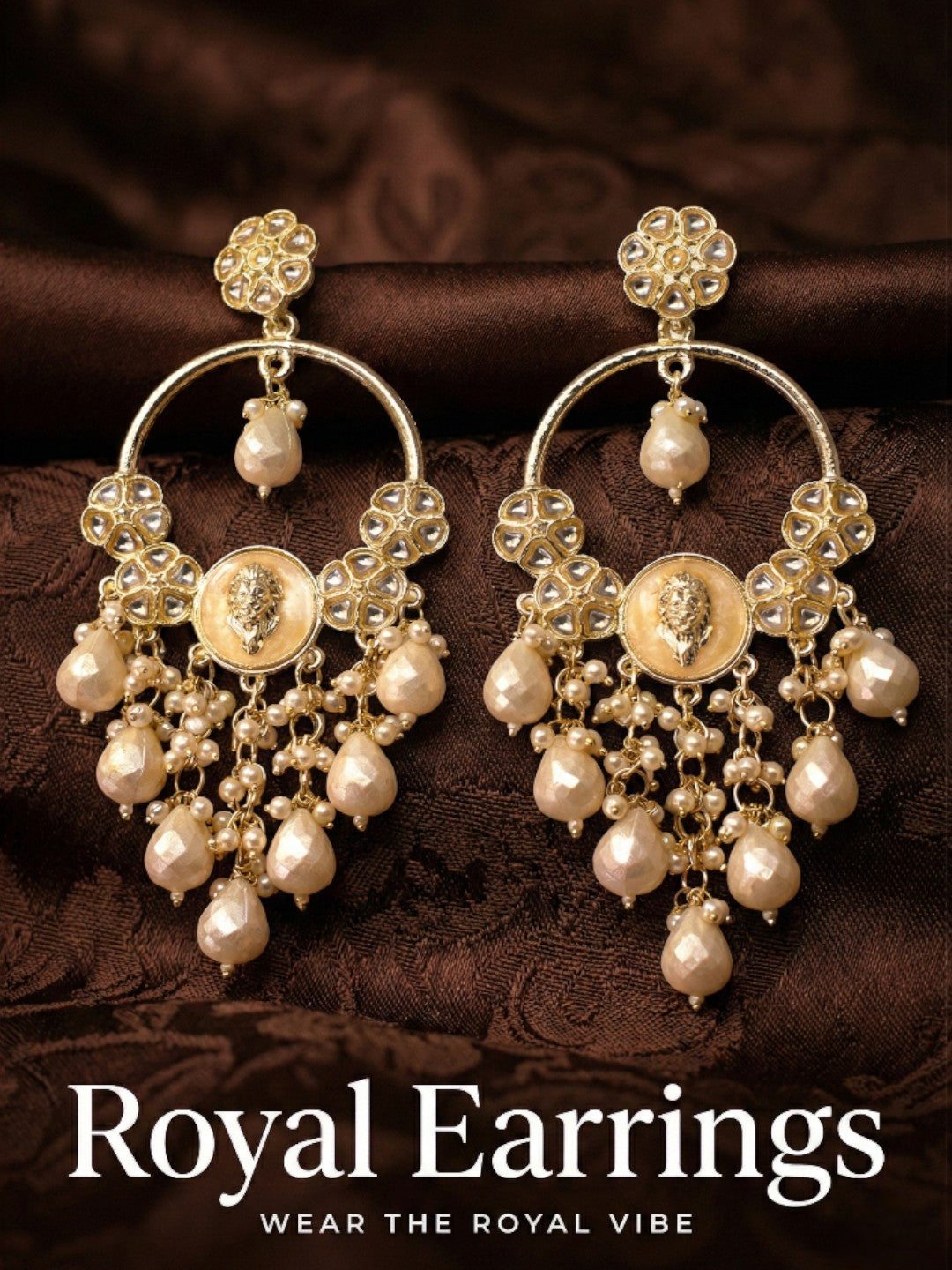 Meira Jewellery Gold Plated Traditional Kundan Drop Earrings for Women, Statement Chandbali Style Earrings with Stone Work and Beaded Dangling Drops, Festive Wedding Party Long Dangler Earrings-30