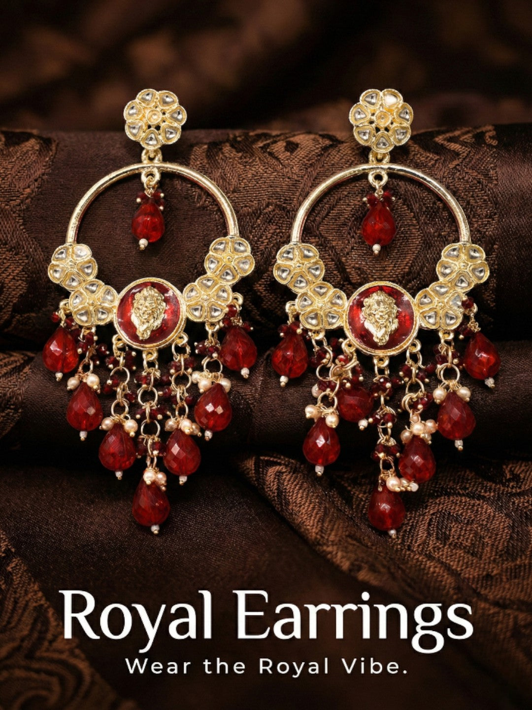 Meira Jewellery Gold Plated Traditional Kundan Drop Earrings for Women, Statement Chandbali Style Earrings with Stone Work and Beaded Dangling Drops, Festive Wedding Party Long Dangler Earrings-32