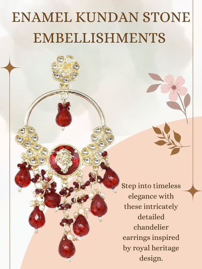 Meira Jewellery Gold Plated Traditional Kundan Drop Earrings for Women, Statement Chandbali Style Earrings with Stone Work and Beaded Dangling Drops, Festive Wedding Party Long Dangler Earrings-32