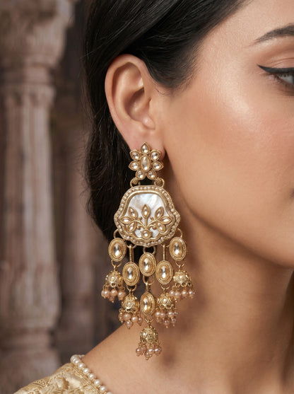 Women Gold-Toned Traditional Stone Studded Ethnic Earrings