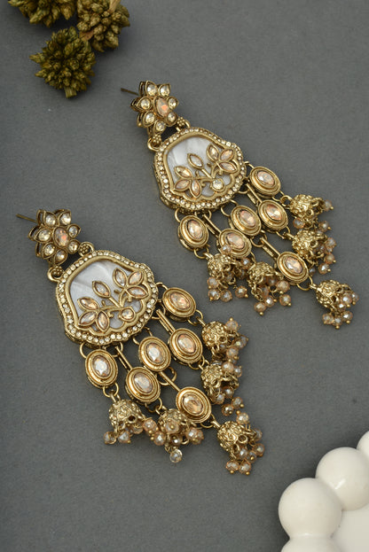 Women Gold-Toned Traditional Stone Studded Ethnic Earrings