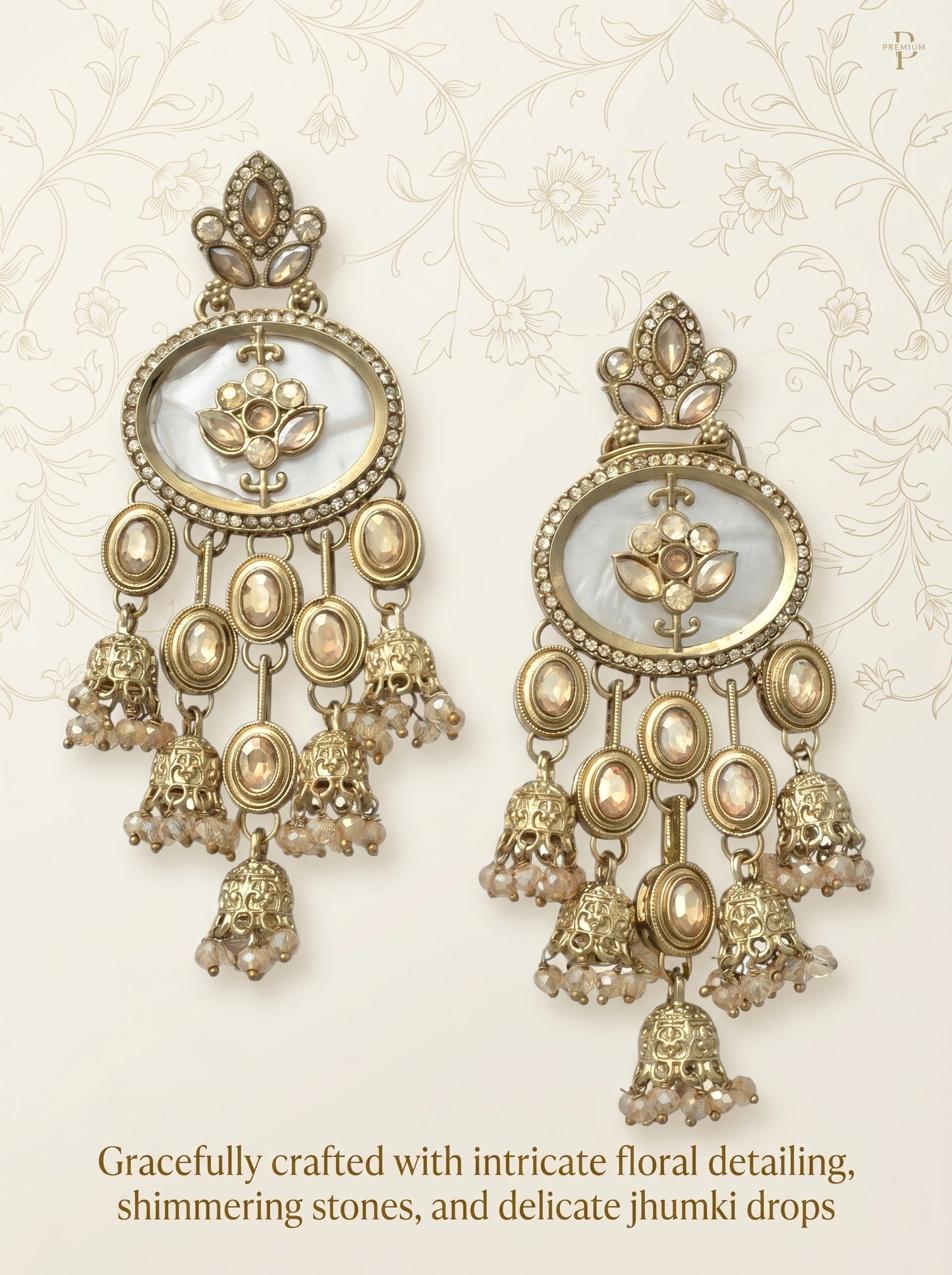 Women Gold-Toned Traditional Stone Studded Ethnic Earrings