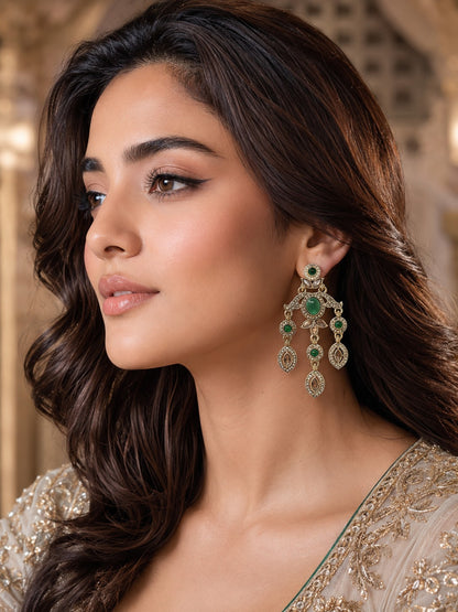 Ethnic Gold-Plated Statement Dangler Earrings for Women