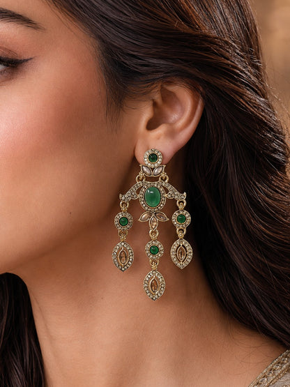 Ethnic Gold-Plated Statement Dangler Earrings for Women