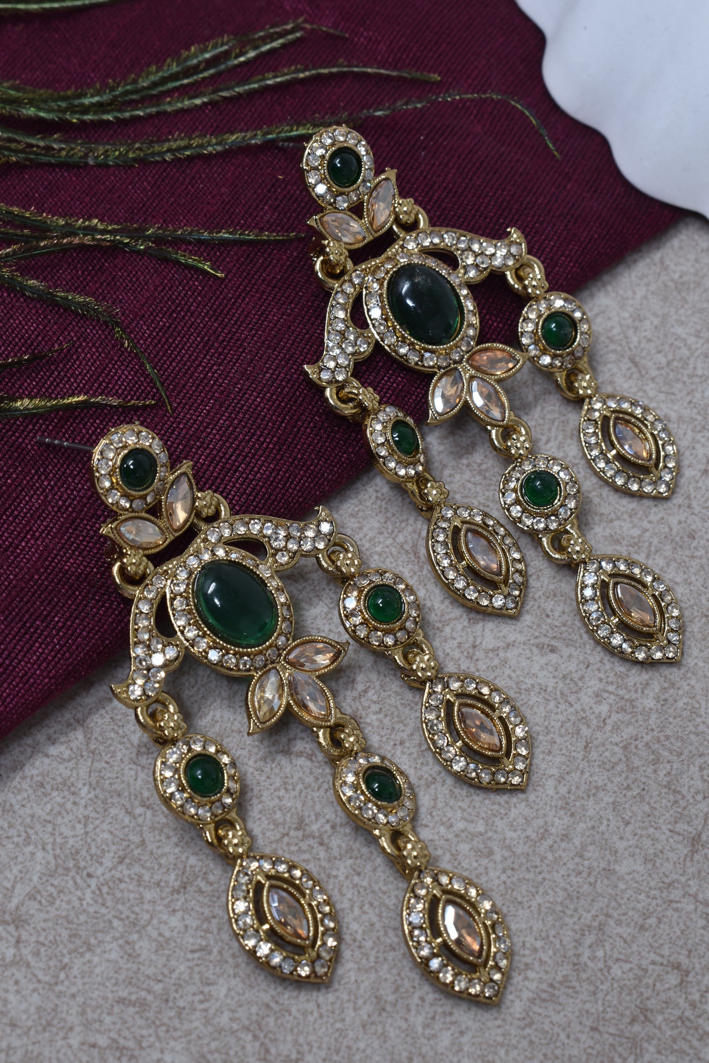 Ethnic Gold-Plated Statement Dangler Earrings for Women