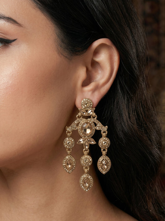 Ethnic Gold-Plated Statement Dangler Earrings for Women