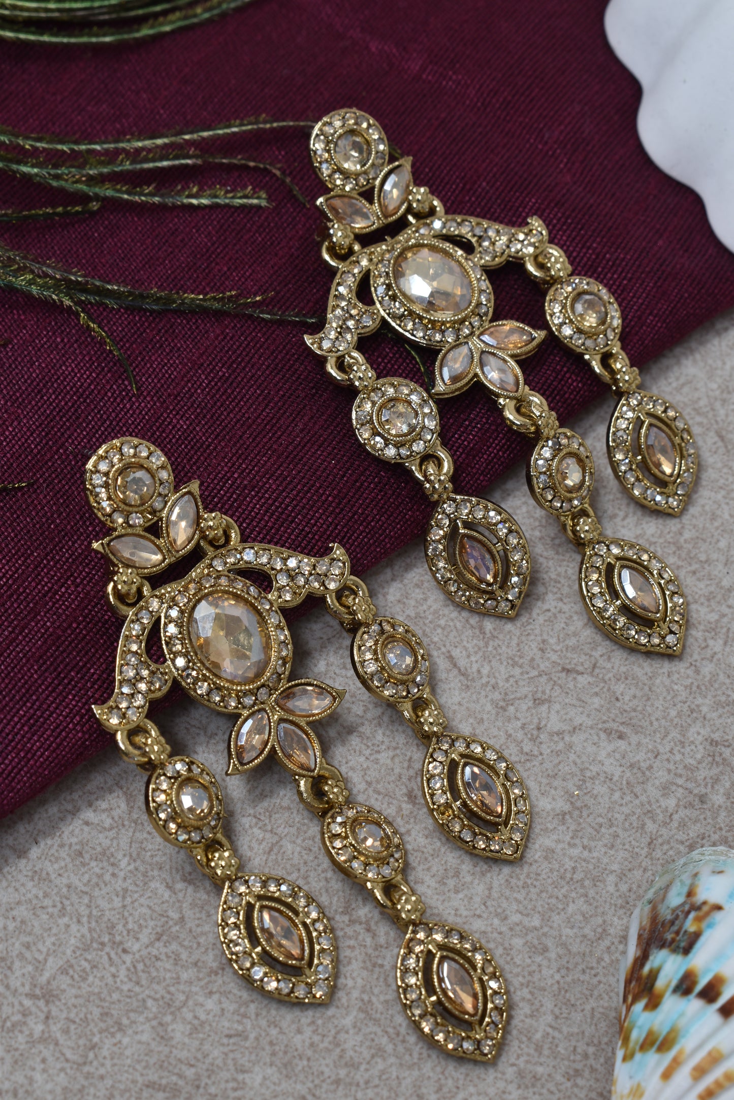 Ethnic Gold-Plated Statement Dangler Earrings for Women