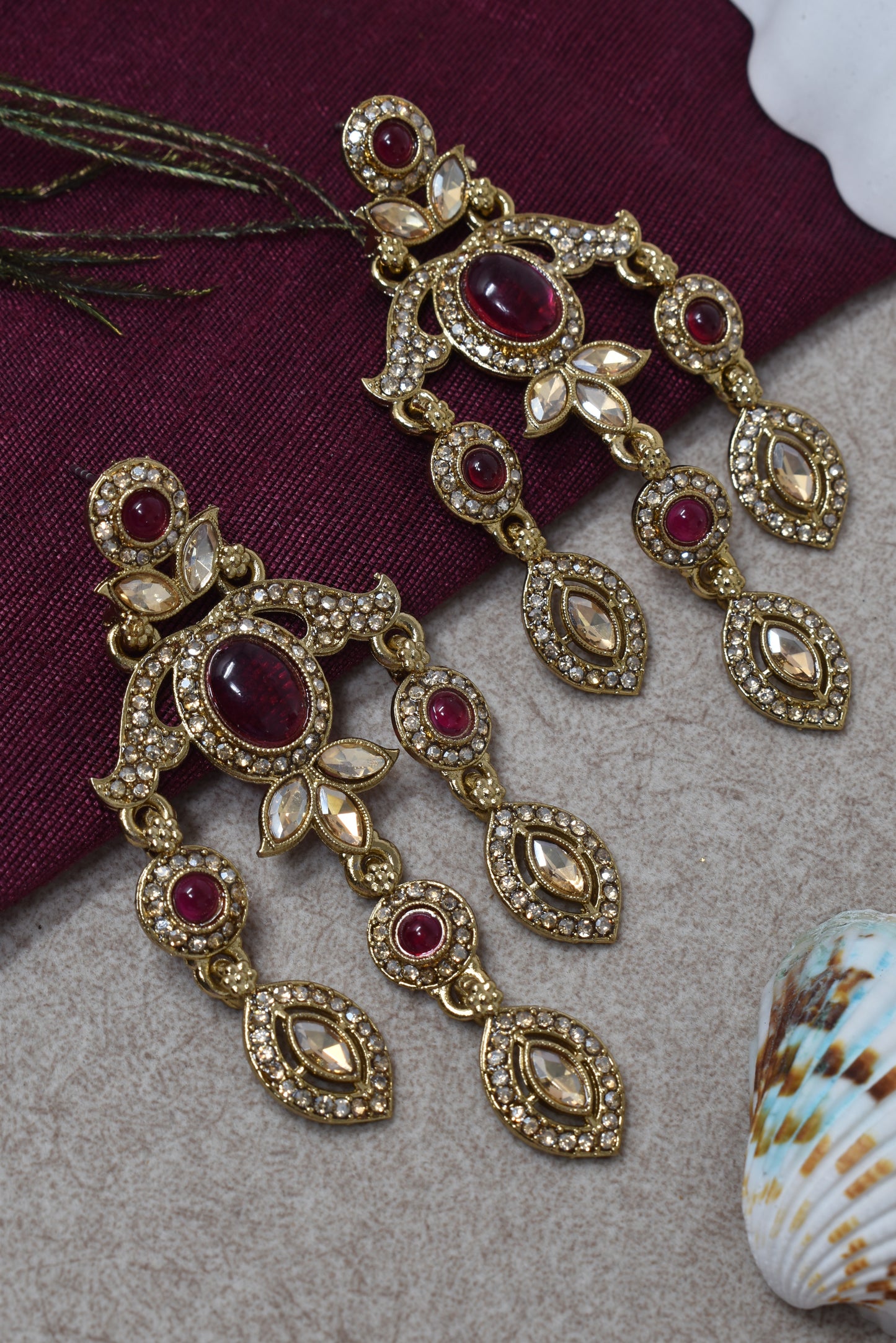 Ethnic Gold-Plated Statement Dangler Earrings for Women