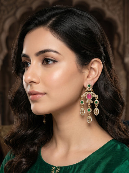 Ethnic Gold-Plated Statement Dangler Earrings for Women