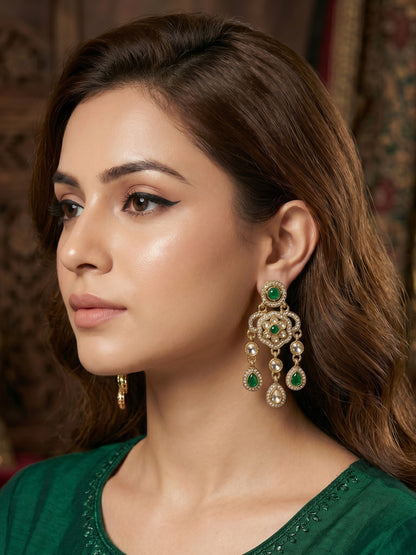 Ethnic Gold-Plated Statement Dangler Earrings for Women