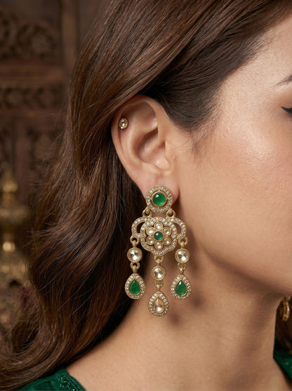 Ethnic Gold-Plated Statement Dangler Earrings for Women