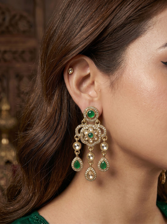 Ethnic Gold-Plated Statement Dangler Earrings for Women