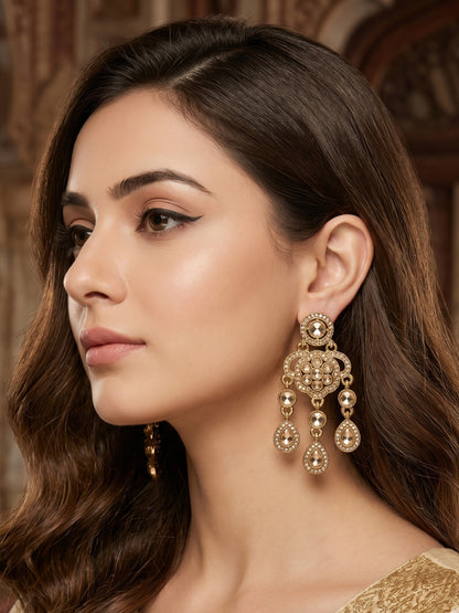 Ethnic Gold-Plated Statement Dangler Earrings for Women