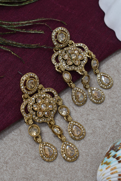 Ethnic Gold-Plated Statement Dangler Earrings for Women