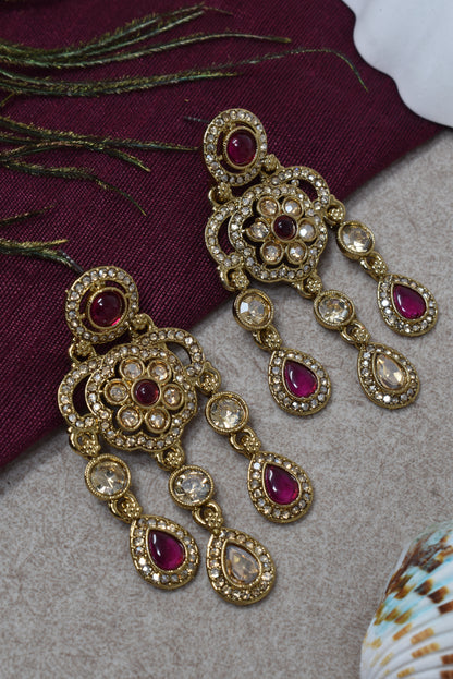 Ethnic Gold-Plated Statement Dangler Earrings for Women