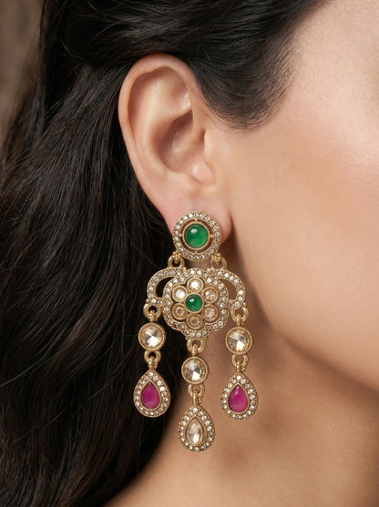 Ethnic Gold-Plated Statement Dangler Earrings for Women