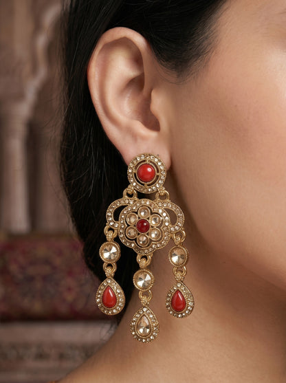 Ethnic Gold-Plated Statement Dangler Earrings for Women