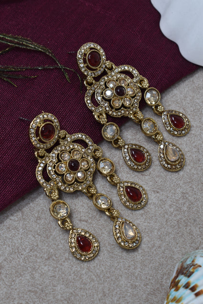 Ethnic Gold-Plated Statement Dangler Earrings for Women