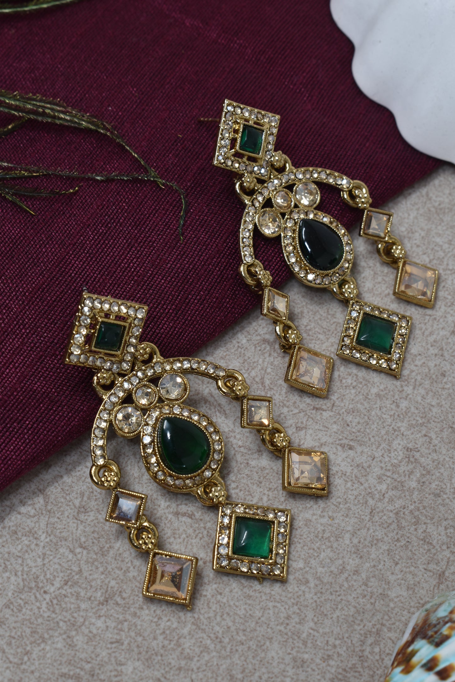Ethnic Gold-Plated Statement Dangler Earrings for Women