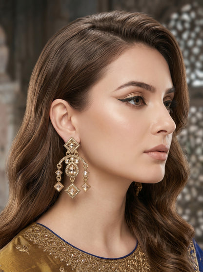 Ethnic Gold-Plated Statement Dangler Earrings for Women