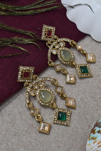 Ethnic Gold-Plated Statement Dangler Earrings for Women