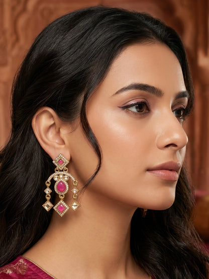 Ethnic Gold-Plated Statement Dangler Earrings for Women