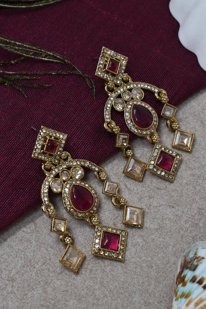 Ethnic Gold-Plated Statement Dangler Earrings for Women