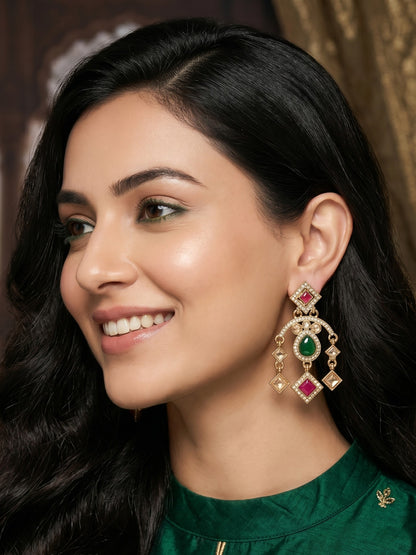 Ethnic Gold-Plated Statement Dangler Earrings for Women