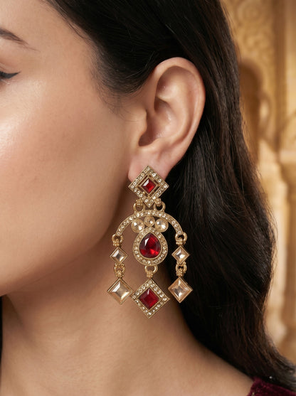 Ethnic Gold-Plated Statement Dangler Earrings for Women