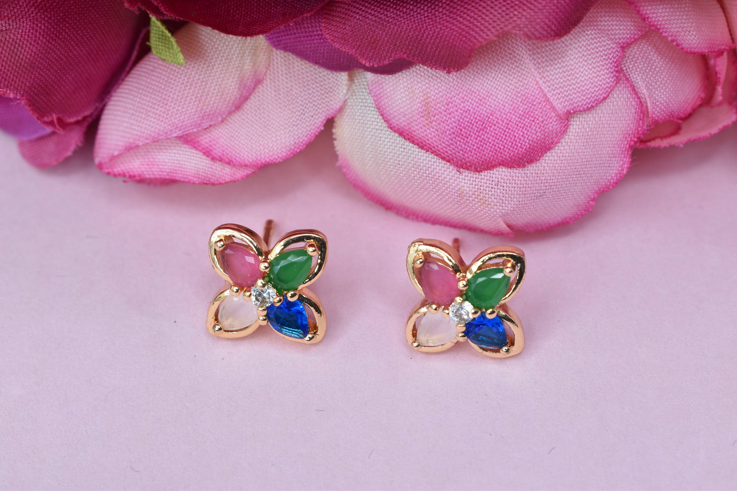 Rosegold,Stylish Latest Partywear,Dailywear,Delicate Officewear,Small stud,Antique earrings,Trend earrings for girls