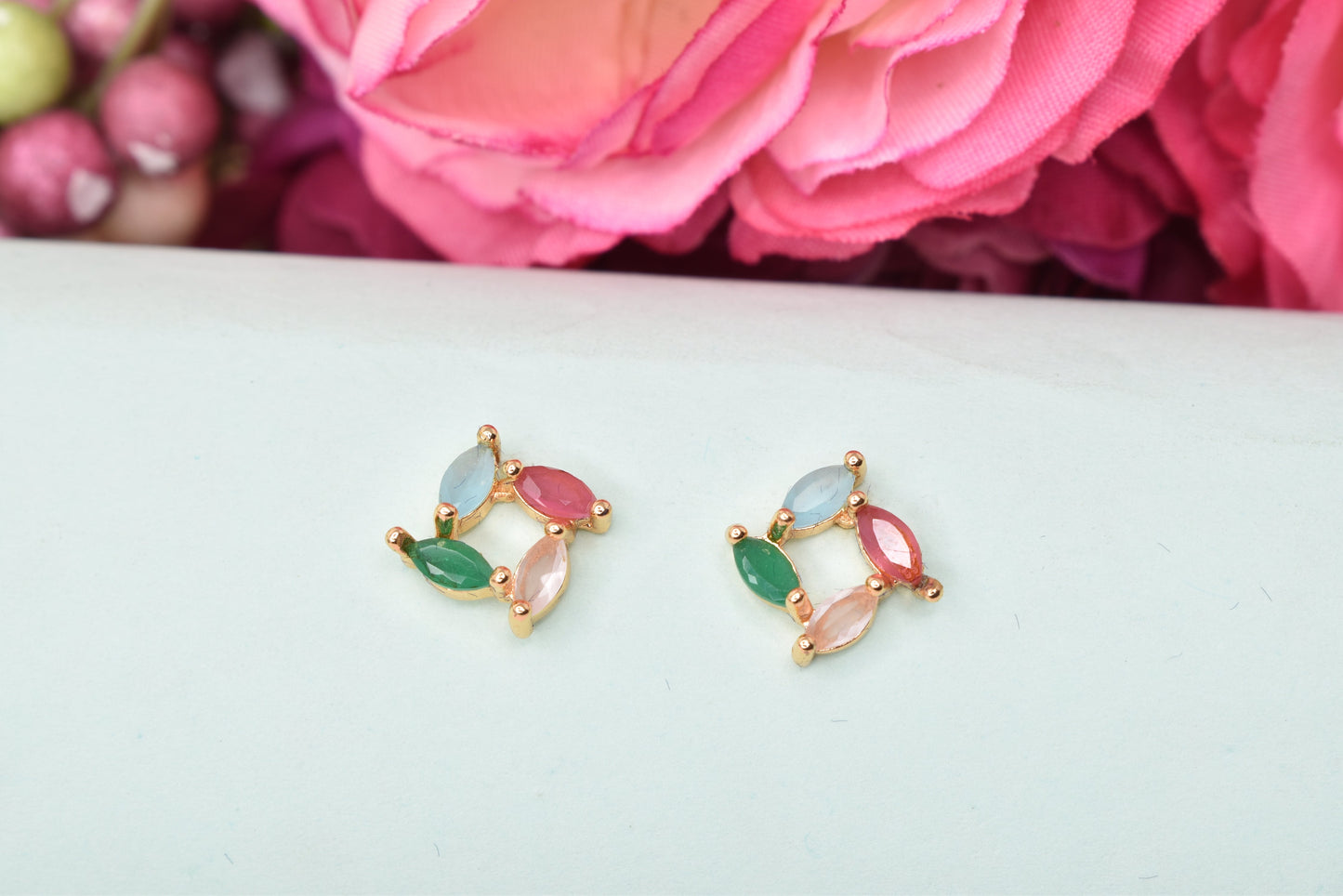 Rosegold,Stylish Latest Partywear,Dailywear,Delicate Officewear,Small stud,Antique earrings,Trend earrings for girls