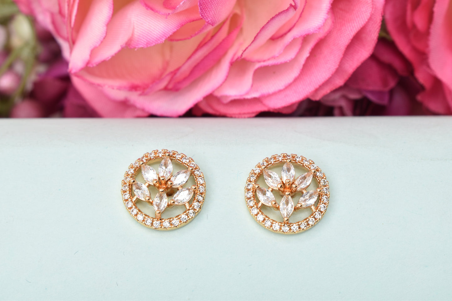 Rosegold,Stylish Latest Partywear,Dailywear,Delicate Officewear,Small stud,Antique earrings,Trend earrings for girls