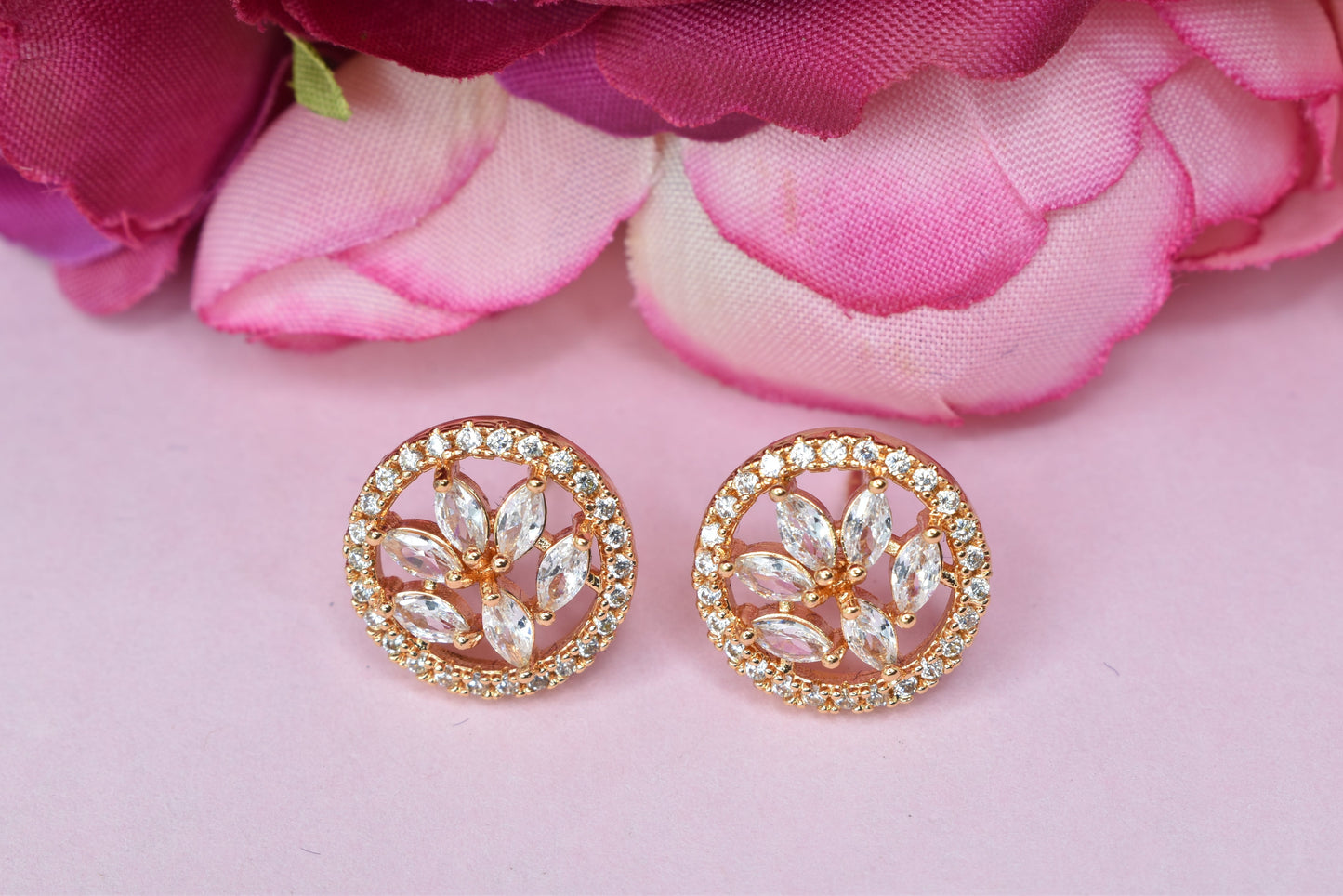 Rosegold,Stylish Latest Partywear,Dailywear,Delicate Officewear,Small stud,Antique earrings,Trend earrings for girls