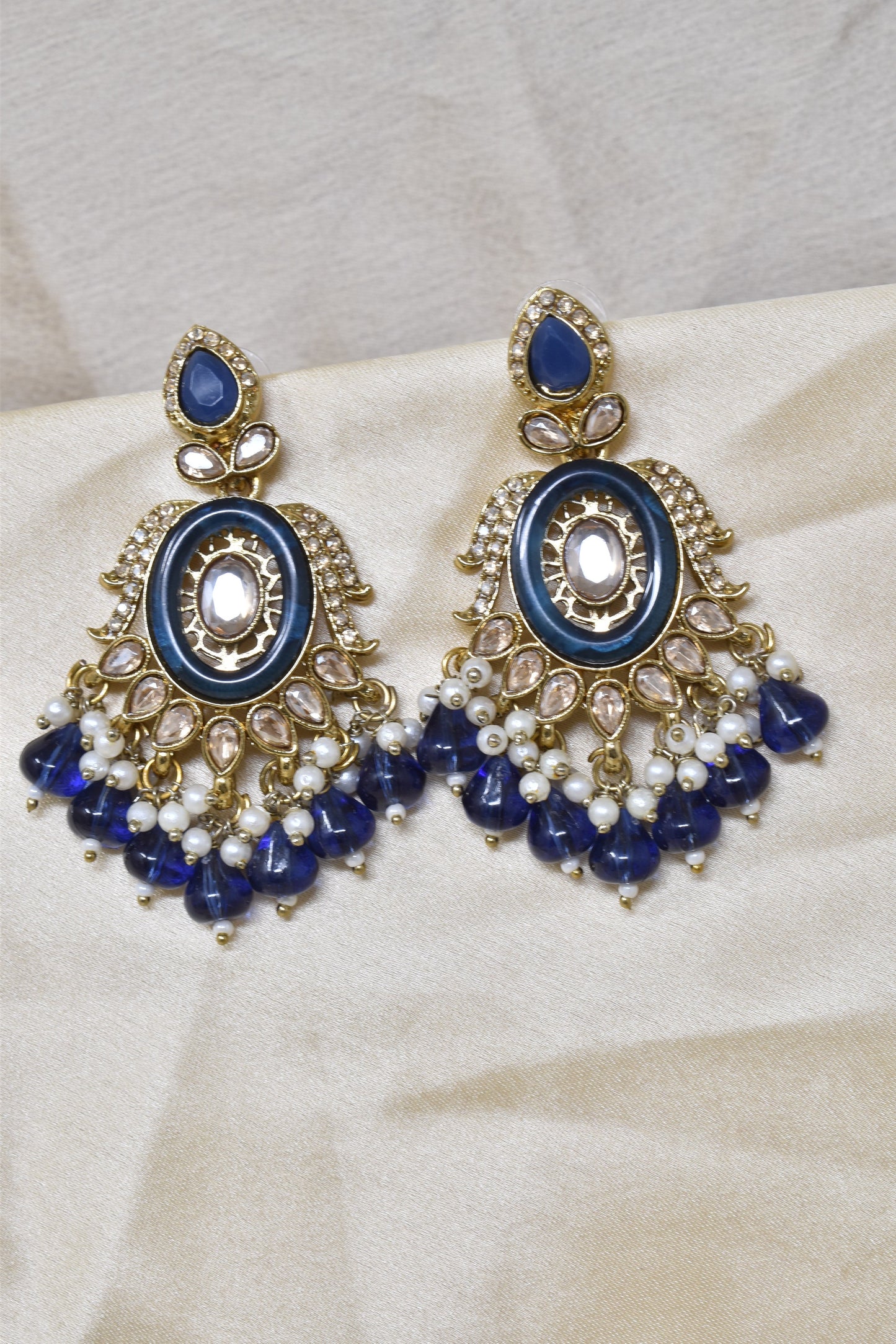 Ethnic Gold Plated Kundan Chandbali Earrings for Women, Traditional Indian Jhumka Drop Earring Set with Pearl & Stone Detailing, Perfect for Wedding, Festival, Party and Gifting