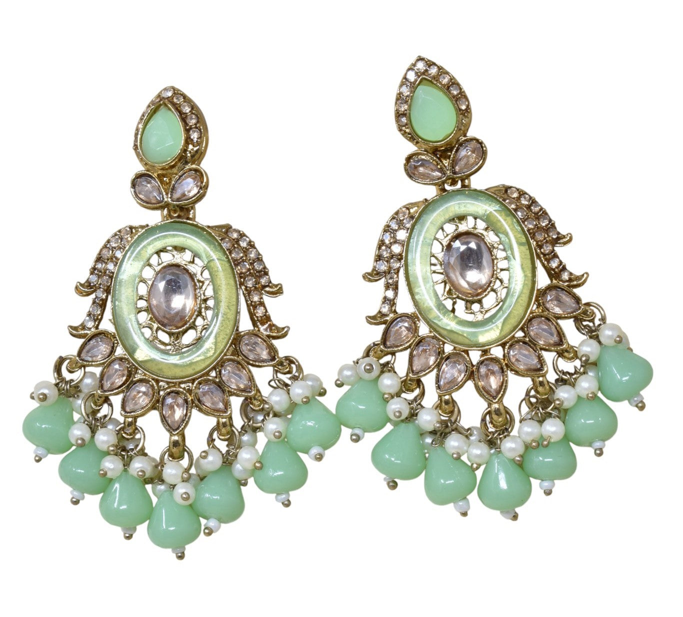 Ethnic Gold Plated Kundan Chandbali Earrings for Women, Traditional Indian Jhumka Drop Earring Set with Pearl & Stone Detailing, Perfect for Wedding, Festival, Party and Gifting