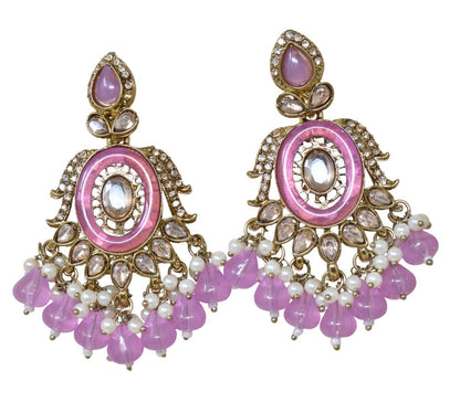 Ethnic Gold Plated Kundan Chandbali Earrings for Women, Traditional Indian Jhumka Drop Earring Set with Pearl & Stone Detailing, Perfect for Wedding, Festival, Party and Gifting