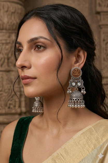 Women Ethnic Oxidised Traditional Statement Earrings for Women