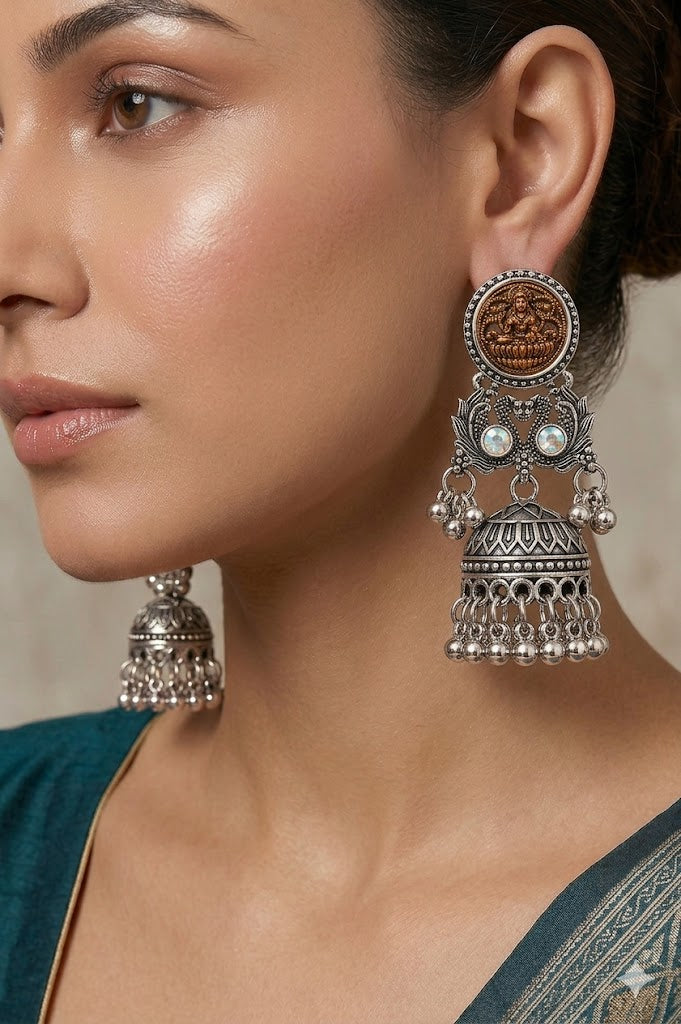 Women Ethnic Oxidised Traditional Statement Earrings for Women