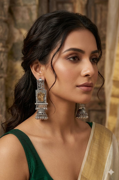 Women Ethnic Oxidised Traditional Statement Earrings for Women