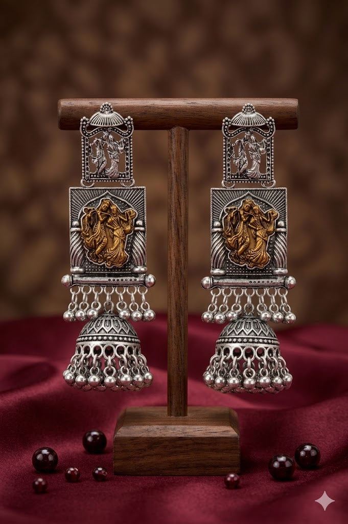 Women Ethnic Oxidised Traditional Statement Earrings for Women